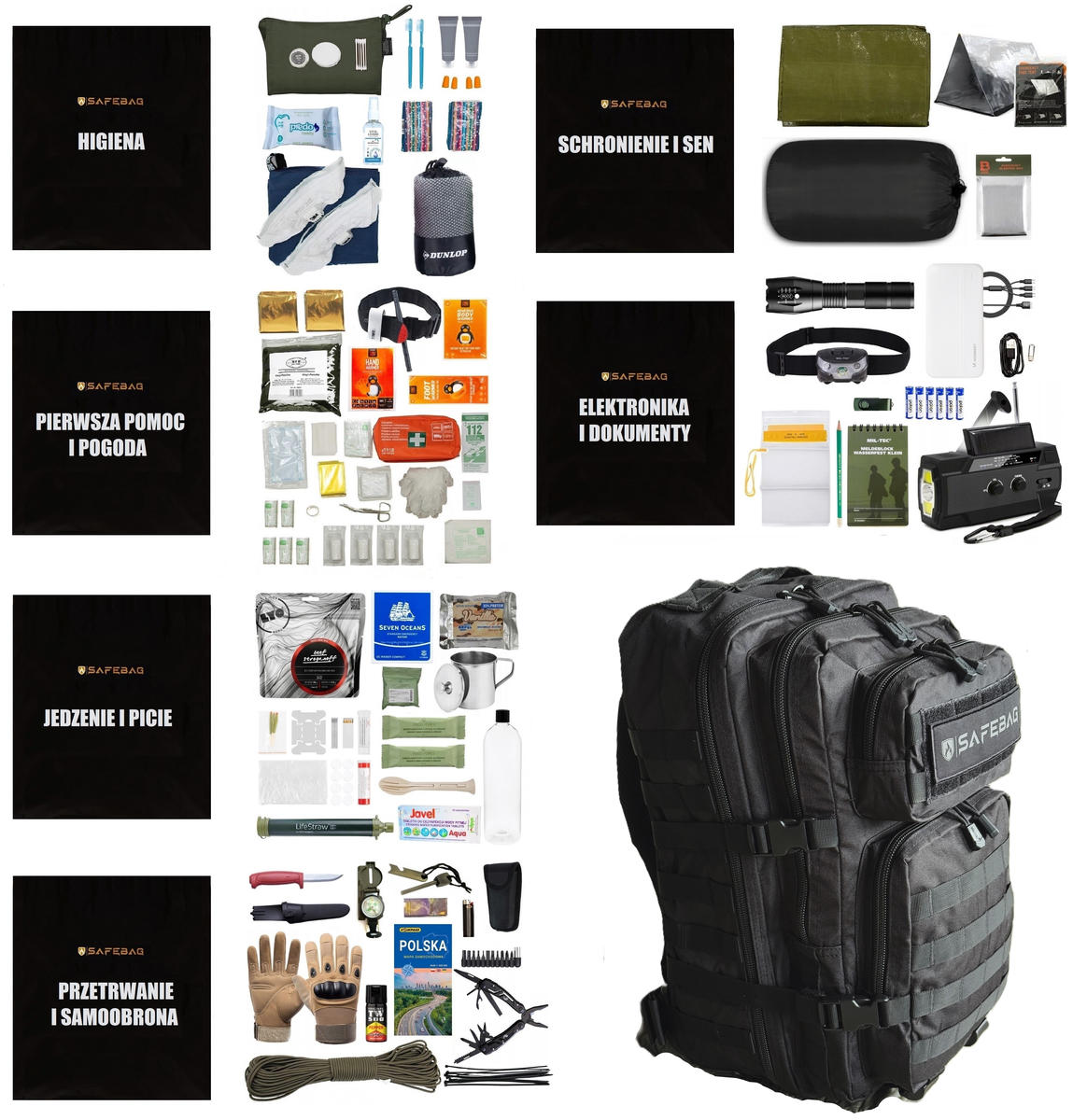 Plecak ewakuacyjny z wyposażeniem SAFEBAG MAX