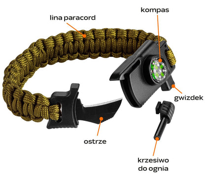 Bransoletka survivalowa 5w1